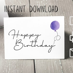 Printable Birthday Card 4x6 Inch / A6 Size Card Instant Digital ...