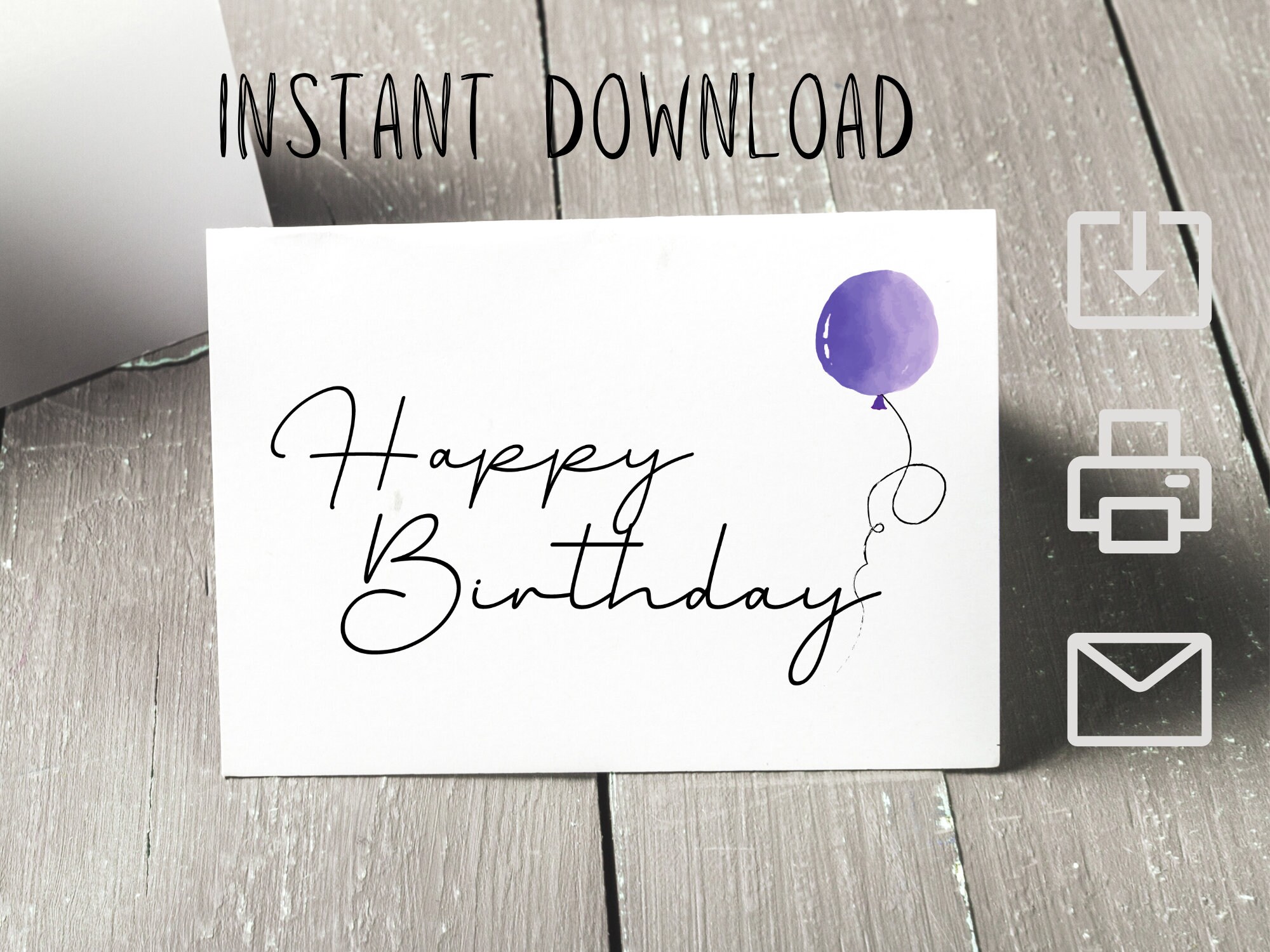 Printable Birthday Card 4x6 Inch / A6 Size Card Instant Digital ...