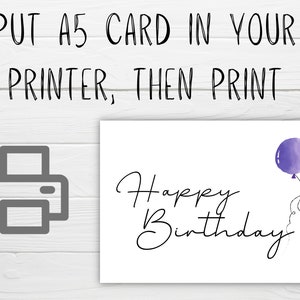 Printable Birthday Card 4x6 Inch / A6 Size Card Instant Digital ...