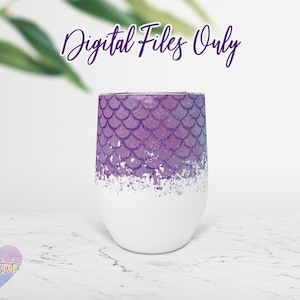 Wine Tumbler Sublimation Design - Mermaid Scales Design For 12oz Tapered and Straight Wine Tumbler