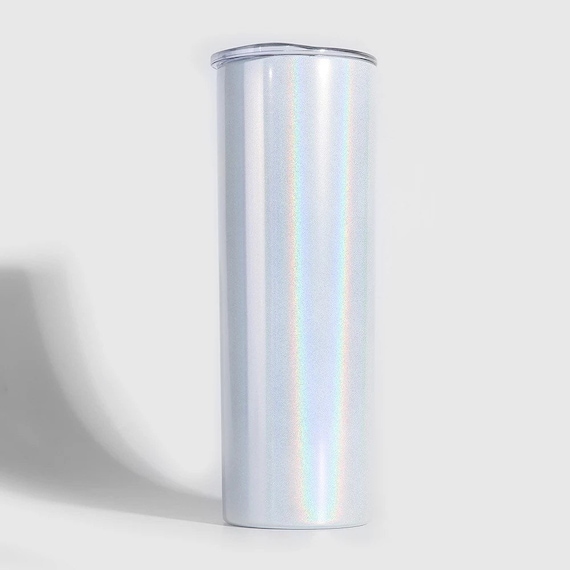 BULK White Shimmer 20oz Sublimation Tumbler Blanks Skinny Tumbler Straight  Wholesale 