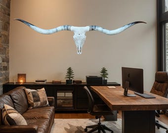 XX-Large Polished Longhorn Skull: Texas Western Decor (86 Inches Wide)
