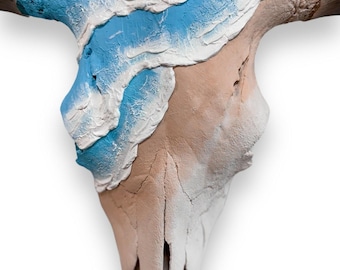 Real Longhorn Cow Skull | Unique Wall Art Beach Theme | Modern Western Decor |  654