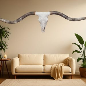 Massive Handcrafted Longhorn Skull Art | Western Modern Boho Wall Decor 829