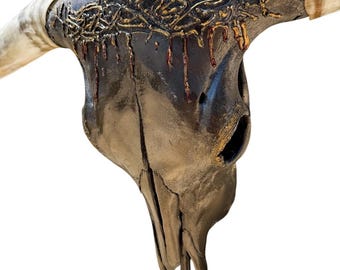 Longhorn Skull Art | Modern Contemporary | Cowgirl Wall Art 858