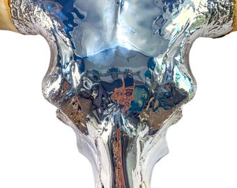 Real Longhorn Skull Art | High End Collector's Piece | Pure Silver Fine Art 813