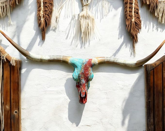 Featured listing image: Authentic Longhorn Skull Art | Western Meets Modern Contemporary Fine Art | Legacy Skull Art 789