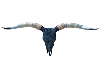 Longhorn Skull Art | 51" TTT | One of a Kind Rare Gift | Western Modern | Gothic 919