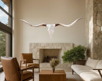 Texas Longhorn Skull | Texas Twist Horns Cowboy Man Cave Art | Fireplace Decor 860