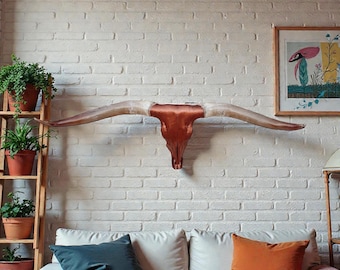 Metalized Longhorn Skull | Masculine Trophy Room Decor Unique Gift Man Cave 895