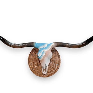 Real Longhorn Cow Skull | Unique Wall Art Beach Theme | Modern Western Decor |  654