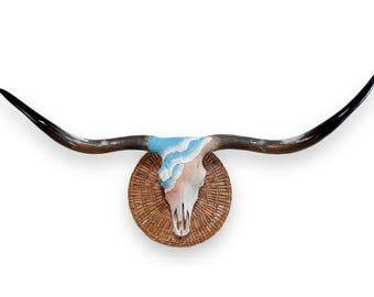 Real Longhorn Cow Skull | Unique Wall Art Beach Theme | Modern Western Decor |  654