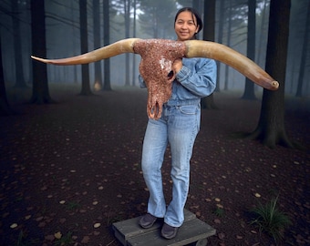 Longhorn Skull Glass Art | Modern Rustic Wall Art |  Cowgirl Chic  895