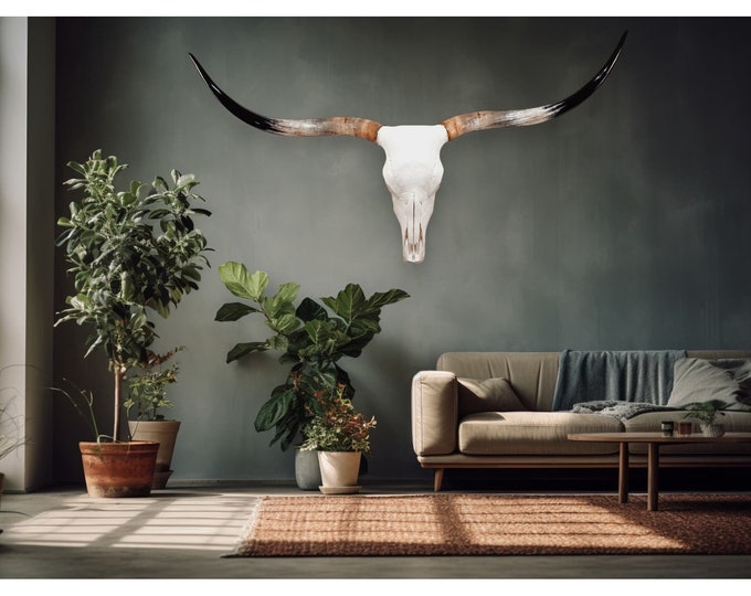 Longhorn Cow Skull | Skull Art | Unique Wedding Decor | Farmhouse Barn ...