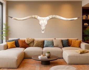 Massive Longhorn Bull Skull Art | Texas Twist  | Unique Wall Decor 827