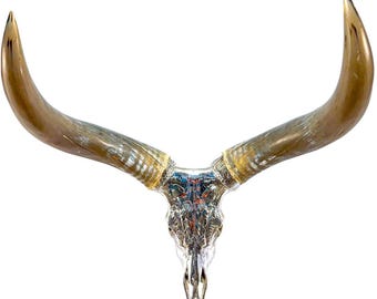 Watusi Bull Fine Skull Art | Pure Silver 99.9 Percent | High End Collector's Piece 814