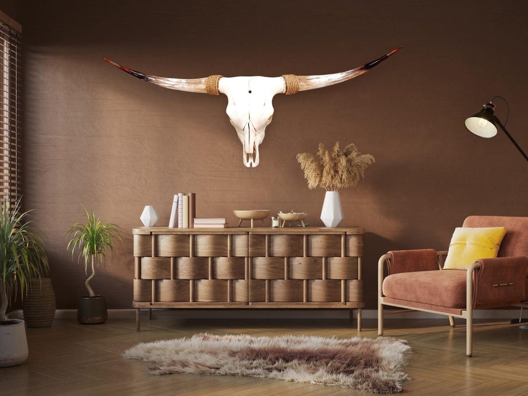 Longhorn Cow Skull | Repurposed Art | Heirloom Western Decor 777 - Etsy