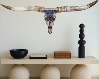 Fine Art | High End Longhorn Skull Art | Collector's Piece | Pure Silver 813