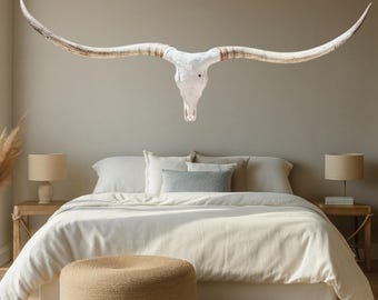 Texas Longhorn Skull | Cowboy Man Cave Wall Art | Fireplace Decor  859