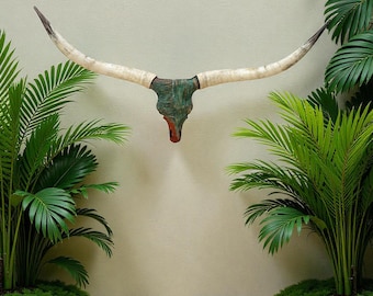 The Keitaro Boone • Real Longhorn Skull •Turquoise Patina Western • Modern Western Christmas Gift 680
