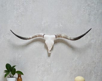 Texas Longhorn Skull | Cowboy Man Cave Wall Art | Fireplace Decor 911