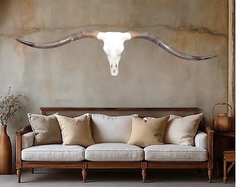Jumbo Longhorn Skull Art | Modern Contemporary Statement Piece for Entryway  828
