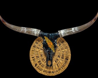 Mirrored Glass Longhorn Skull Art  | Legacy Art Piece | One of a Kind 797