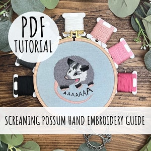 Scrëmmyboi / Screaming Possum Meme Modelo de bordado à mão em PDF Download digital, Modelo de bordado engraçado, Possum Meme, Bordado de gambá