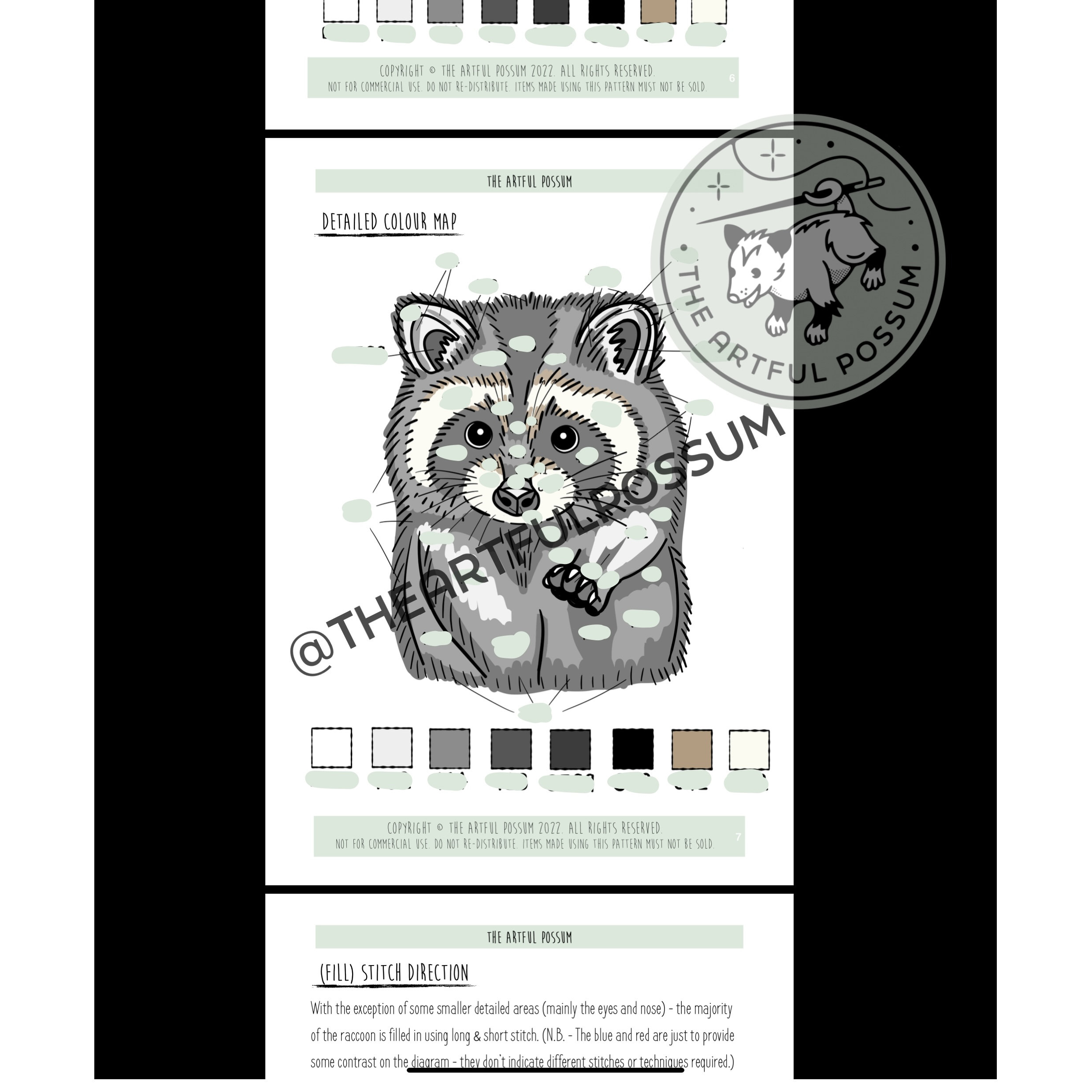 Existential Crisis Raccoon - Hand Embroidery PDF Template Tutorial ...