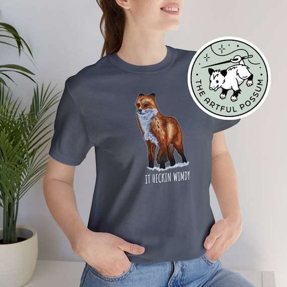 Wimdy Fox T-shirt - Unisex Jersey Short Sleeve Tee - T Shirt Fox Meme, Cute Funny Windy, Hand Embroidery Print