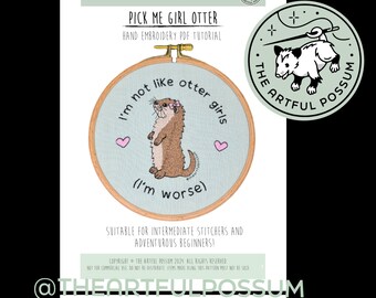 カワウソの女の子は好きじゃない - 手刺繍デジタルダウンロードPDF