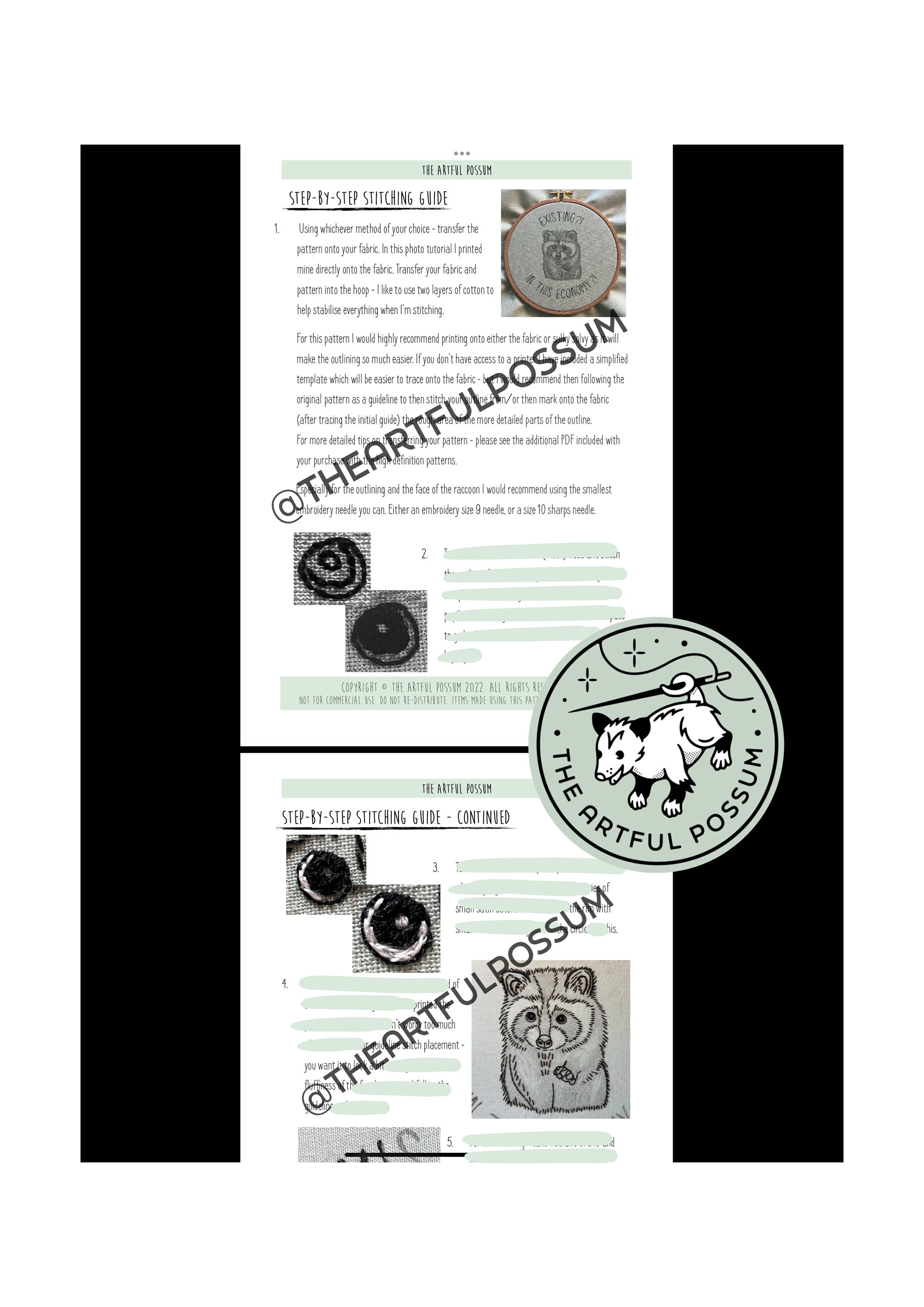 Existential Crisis Raccoon - Hand Embroidery PDF Template Tutorial ...