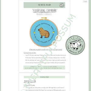 Flourishing Capybara, Hand Embroidery PDF Template Tutorial Guide ...