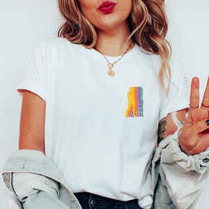 BtVS | Buffy Rainbow Toned Slayer Silhouette Crewneck Tee | Unisex Fit Minimalist Style Sketch Art T-Shirt