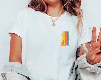 BtVS | Buffy Rainbow Toned Slayer Silhouette Crewneck Tee | Unisex Fit Minimalist Style Sketch Art T-Shirt