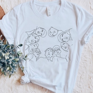 Das Sandlot | Gesprenkelt Rundhals-T-Shirt | Unisex Fit 90er Jahre Baseball Film Minimalist Style Character Sketch Art T-Shirt