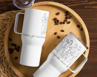 The Sandlot | Legends Never Die Travel Mug | 90’s Baseball Movie Minimalist Style Sketch Art Mug