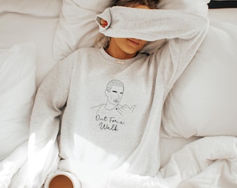 BtVS | Out for a Walk Crewneck Sweatshirt | Unisex Fit Spike Character Quote Minimalist Style Sketch Art Loungewear Top