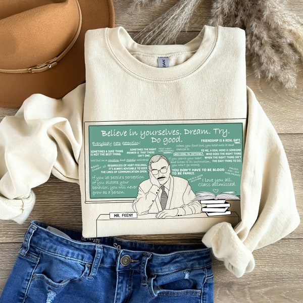 BmW | Mr. Feeny Crewneck Sweatshirt | Unisex Fit 90s TV Show Minimalist Style Character Sketch Art Loungewear Top
