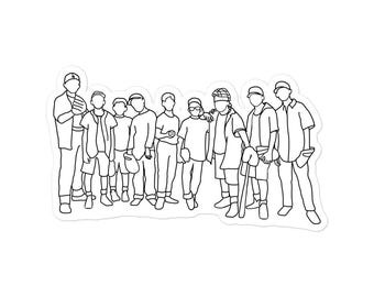 De Sandlot | De teamsticker | Vinylsticker honkbalfilm jaren 90 minimalistische stijl Sketch Art