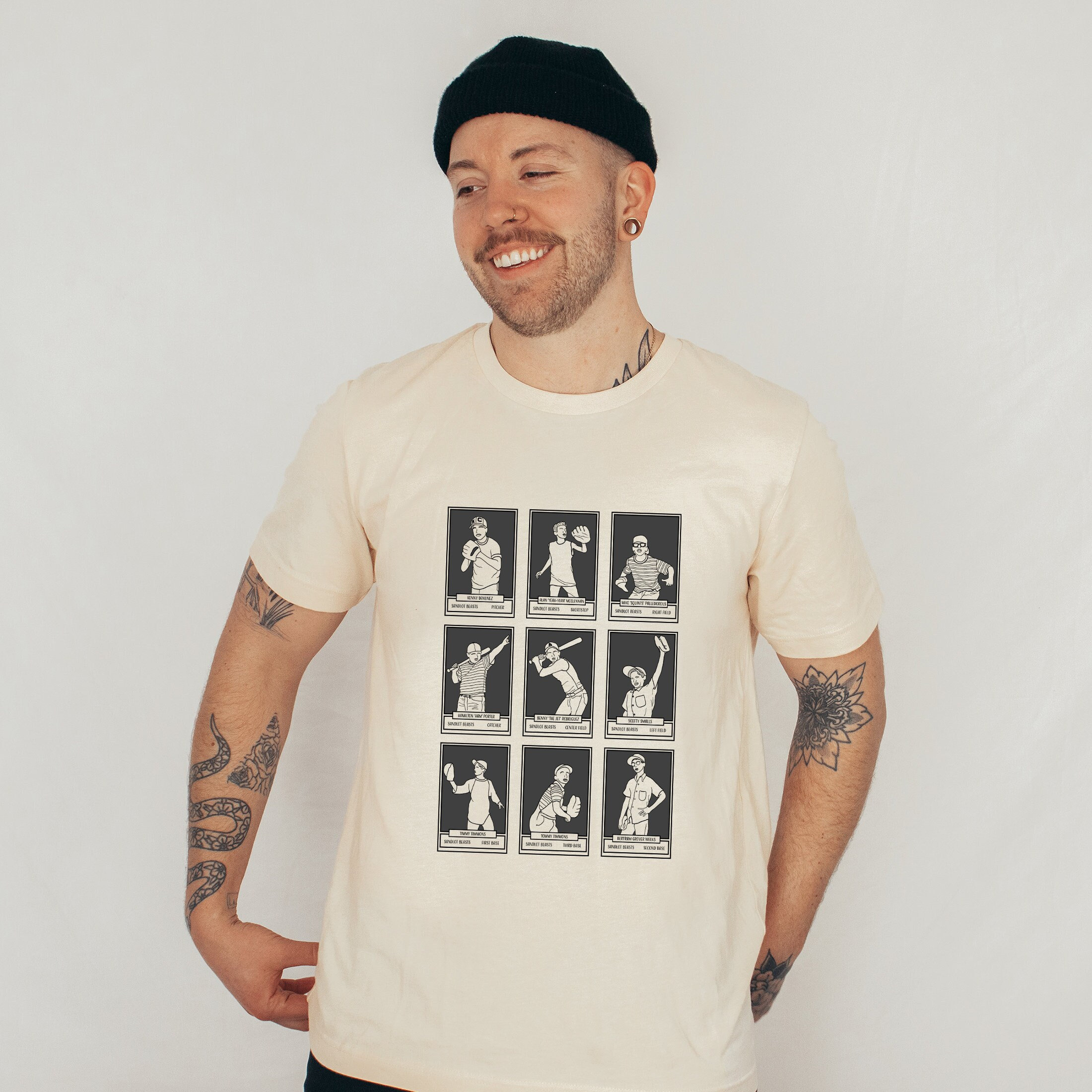 The Sandlot | Baseball Cards Crewneck Tee | Unisex Fit 90s Baseball Movie Minimalist Style Sketch Art T-Shirt