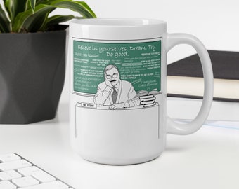 BmW | Mr. Feeny Ceramic Mug | Boy Meets World 90s TV Show Minimalist Style Character Sketch Art Coffee Mug