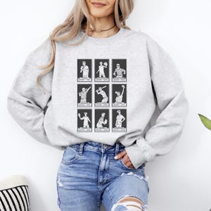 Sudadera de cuello redondo con estampado de tarjetas de béisbol de The Sandlot / unisex / Estilo minimalista de película de béisbol de los 90 / Ropa de estar por casa con bocetos artísticos