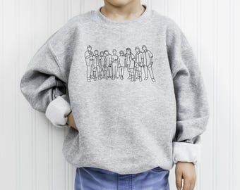 The Sandlot | The Team Crewneck Youth Sweatshirt | Unisex Fit 90’s Baseball Movie Minimalist Style Sketch Art Kids Loungewear Top