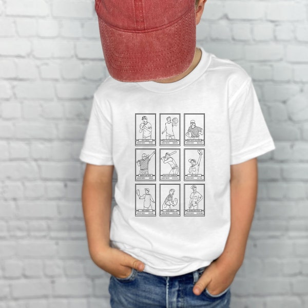 The Sandlot | Baseball Cards Youth Crewneck Tee | Unisex Fit 90s Baseball Movie Minimalist Style Sketch Art Kids T-Shirt
