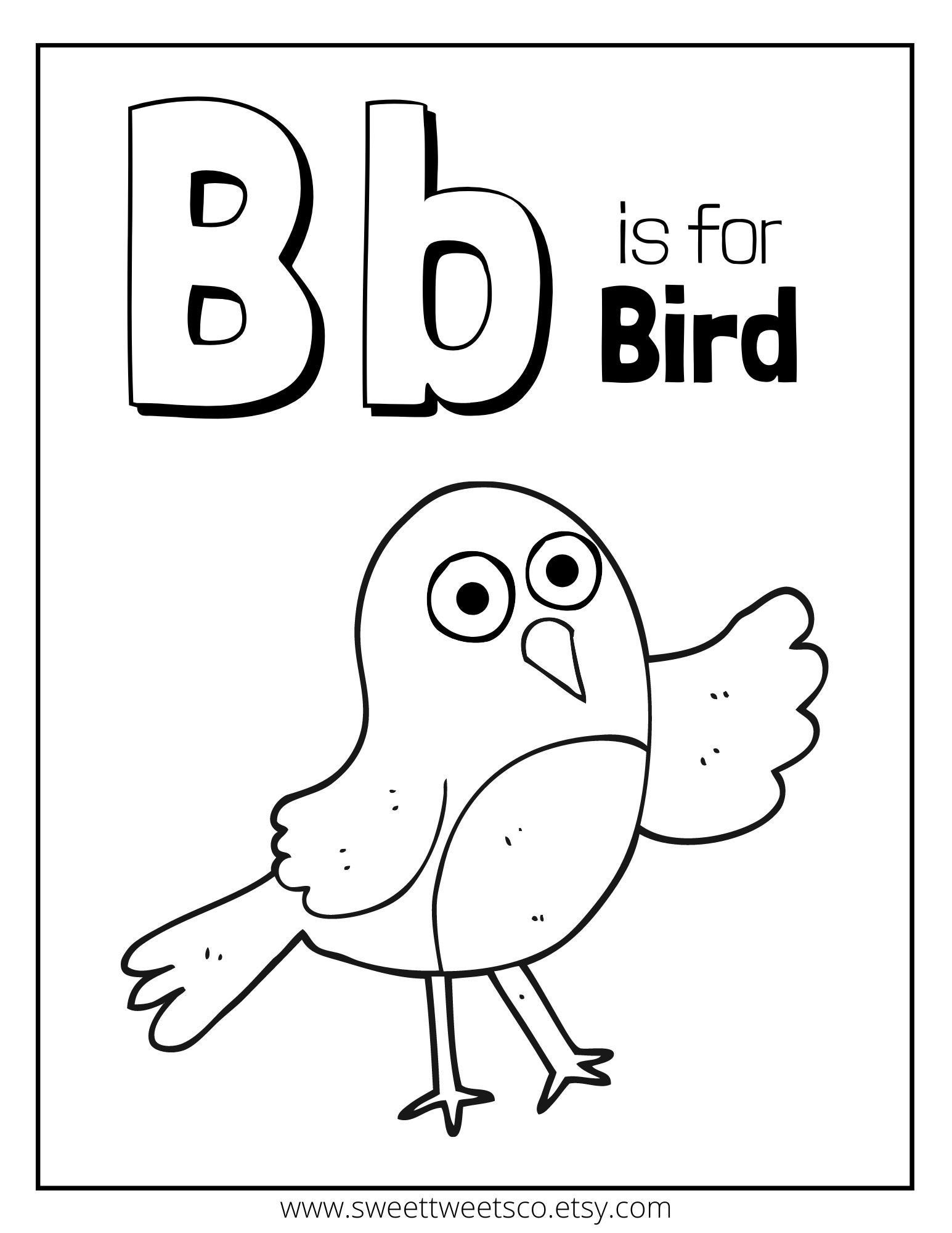 Printable Letter B Is For Bird Coloring Page Etsy UK