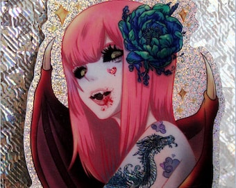 Calcomanía de vinilo brillante de anime vampiro