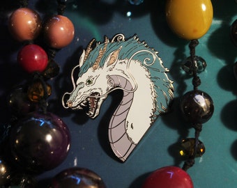 Blauwgroen emaille pin anime draak