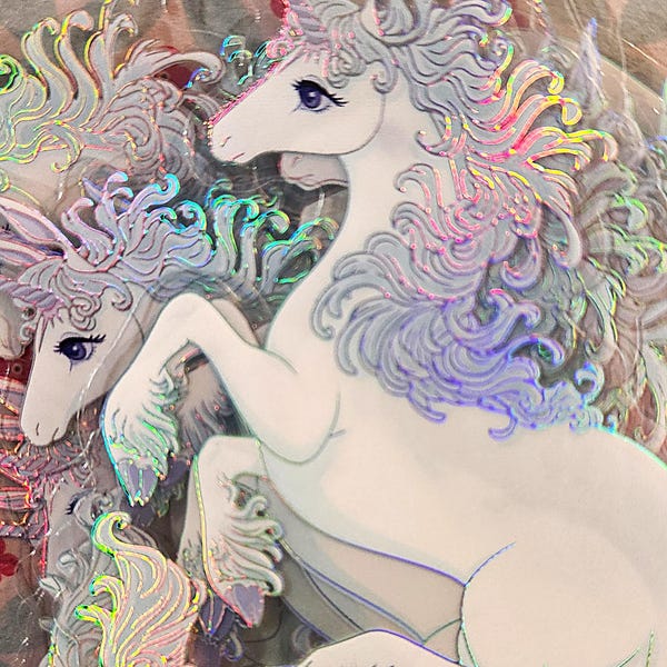 The Last Unicorn transparente holografische Vinyl Aufkleber