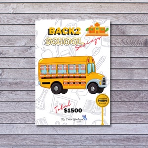 Back to School Savings Challenge, Savings Challenge, druckbare Savings Challenge, Back to School Fund Planner, Einsparungen, Spaß beim Sparen